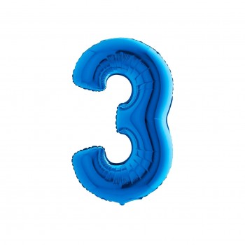 Palloncino 40" mylar Numero 3 Blu "Blue"