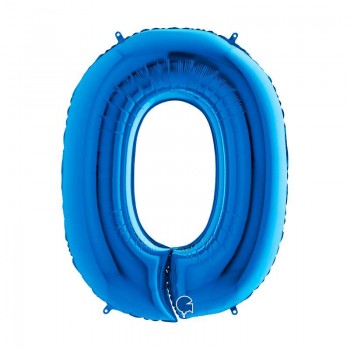Palloncino 40" mylar Numero 0 Blu "Blue"